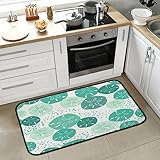 Türkis Blaugrün Küchenteppiche Matten rutschfest gepolsterte Komfort-Fußmatten saugfähiger Bodenläufer Teppich Badteppiche für Eingangsbereich, Badezimmer, Schlafzimmer, Heimdekoration, 99,1 x 50,8 cm