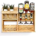 LieferBar Hausbar Holz [Rustikal & Nachhaltig] ohne Aufbau | Mini Bar - Feuerveredelt | Barkeeper Party Drinks Dekoration Küche Wandbar Schnapsbar mit Dosierer Getränkespender Geschenkidee für Männer