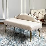 Moderne Ottomanische Sitzbank Eingangsbereich Bank Möbeldekor,Luxuriöse Bettbank Mit Rückenlehne,Samtgepolsterte Schlafzimmerbank Essbank-Weiß 80x40x66cm(31x16x26inch)