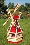 Deko-Shop-Hannusch Garten-Windmühle mit Lamellendach – Höhe 1,3 m mit Solarbeleuchtung
