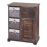 Mendler Kommode HWC-H21, Schrank Schubladenkommode, Massiv-Holz Korb-Schublade 80x60x30cm - Shabby braun