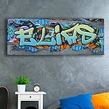 tjapalo® p68 Bild mit Namen personalisiert Leinwandbild Graffiti Name Leinwandbild kinderzimmer Graffiti Bild jugendzimmer Bilder für Teenager moderne Bilder, Größen Name: B120xH40cm