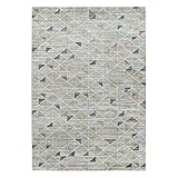 Muratap Nomade Design Teppich Mehrfarbig - Kurzflor Teppich Rautenmuster Modern DesignTeppich für Wohnzimmer, Schlafzimmer Teppich Läufer- Große: 230x160 cm