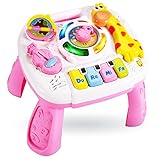 LINFUN KIDS Spieltisch Baby Musik Spielzeug Aktivität Tisch mit Licht & Sound Lernspielzeug Kleinkind Kinderspielzeug Geschenk Kleinkind Mädchen Junge ab 18 Monate 1 2 Jahre