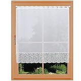 kollektion MT Scheibengardine Carmelita moderner Scheibenhänger Plauener Spitze mit Blätterdesign weiß 100 x 80 cm