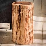 RINGO-Living Couchtisch Rund Elanie, rustikaler Tisch Baumstamm aus Akazienholz, moderner Baumstamm Deko Tisch, Runder Holztisch Natur Dunkel, Naturholz Hocker Wohnzimmertisch rund in Dunkelbraun