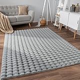 Paco Home Teppich Wohnzimmer Schlafzimmer Hochflor Skandinavisches Geometrisches Design Rautenmuster 3D Effekt Moderne Deko, Grösse:120x160 cm, Farbe:Grau 3