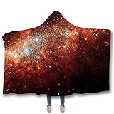 IUBBKI Kapuzendecke für Erwachsene und Kinder, 3D Sternenhimmel Galaxie Stern bedruckte Decke mit Kapuze, Winter, weicher Plüschumhang, geeignet für Fernsehen auf Bett/Sofa (Kinder, 150 x 130 cm, D)