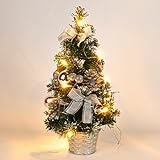 CHOSMO Mini Weihnachtsbaum Beleuchtet 40CM künstlich mit Beleuchtung klein Künstlicher Tannenbaum Baumschmuck Weihnachtskugeln Künstliche Weihnachtsbäume Deko lichterbogen geschenkset Weihnachten