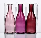 Unbekannt Sandra Rich. Glas VASE Bottle groß. 3 kleine Flaschen ca 18,5 x 6,5 cm. Fuchsia - ROSA. 1165-18-11