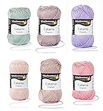 theofeel catania Schachenmayr Catania Wollset Baumwollgarn Wollpaket 2 pastell Wollpaket aus Baumwolle zum Stricken und Häkeln