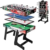 Tischkicker Spieltisch 4 in 1 Multi Spieltisch Kicker Multigame Spieletisch Klappbar Teleskopstangen Spieltisch Multifunktionstisch Billard Tischtennis Tischhockey 123 * 61 * 80CM