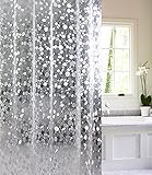 Birshe Wasserdicht Duschvorhang Transparent Duschvorhang Anti Schimmel Waschbar Durchsichtiger Duschvorhang Waschbar mit Gewicht Magnet für Badewanne 3D Kieselstein Inkl 12 Duschvorhangringen