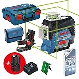 Bosch Professional 12V System Linienlaser GLL 3-80 CG (2x Akku 12 V, Ladegerät, grüner Laser, mit App-Funktion, Universalhalterung, Arbeitsbereich: bis 30 m, in L-BOXX) – Amazon Exclusive Set