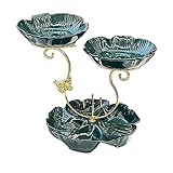 AOOSIR Obstschale Dekoschale Runde Obstschale Aus Keramik Für Zuhause, Esstisch, Dekoration, Obstteller, Bonbonschale, Metallrahmen Obst Snacks Servieren (Color : Grün, Size : 35 * 36cm)