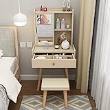 BUJOG Schminktisch-Set mit Klappspiegel, Ablagen, Schubladen, gepolstertem Hocker, Schminktisch-Set (Farbe: 2, Größe: 60 cm)