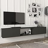 [en.casa] Fernsehschrank Paltamo Fernsehtisch mit 3 Fächern Lowboard 180x31x29,5cm hängend TV-Board Anthrazit
