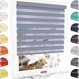 Schuette® Rollo ohne Bohren & mit Bohren 2in1 ● Tag & Nacht Doppelrollo Kollektion: Blooming Iris (Violett) ● 30 x 130 cm (Breite x Höhe) ● Suprafix Klemmrollo = Klemmfix 2.0 ● 60s Montage mit Video