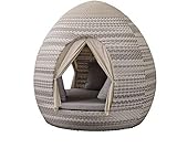 Egg Daybed mit Vorhängen - 360° Drehtechnik Sonnenliege (Harkers Island Wash Duo 24 Weaving)