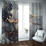LEFEDA Schwarz Grau Marmor Verdunkelung Vorhänge für Jungen Schlafzimmer Dekor Gold Körnung Riss Textur Verdunkelung Fenster Vorhänge Wohnzimmer 2 Paneele 300x140cm