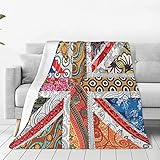 934 Car Union Jack-Flagge Uk Mandala-Kunst Kinder Kuscheldecke Wärme Tv-Decke Luxuriöse Sofa Decken Für Sofa, Zuhause, Strand 150x200cm