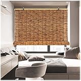 Bambusrollo Braun, Fenster Sonnenschutz Sichtschutz Bambus Rollo, Mit Lifter Schilf Vorhang Balkon Dekoration, Patio Natür Raffrollo, Mit Hakenaufhängung, Anti-UV 60x160cm 75x130cm 70x160cm 140x170cm