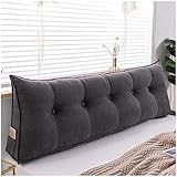 Großes Rückenlehnenkissen Dreieckiges Lesekissen, Kopfteilkissen / Dreieckiges Nachttischkissen, Lange Kissen Mit Reißverschluss, Weich, Bequem Und Atmungsaktiv ( Color : Black gray , Size : 100cm/39i