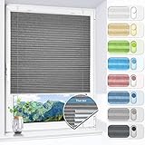 HOMEDEMO Plissee ohne Bohren verdunkelung, Thermo Plisseerollo Klemmfix, Grau 80x120cm, Verdunklungsplissee 100% lichtundurchlässig für Fenster und Tür, Blickdicht Sichtschutz Sonnenschutz