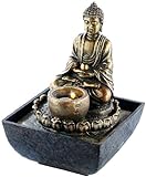 infactory Zimmerbrunnen Pumpe: Beleuchteter Zimmerbrunnen mit Buddha (LED Zimmerbrunnen)