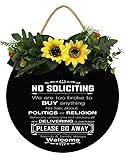 Geroclonup No Soliciting Please Go Away Willkommensschild für Zuhause/Haus, lustiges Schild für Veranda, Türdekoration, Holzdruck, Dekor für Haus, zum Aufhängen, 28 cm