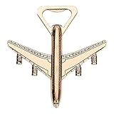 DonDown Metall Flaschenöffner,Kreativ Flugzeug Form Bierflaschenöffner,Veteranen Flugzeug Bier Öffner in Einer Geschenkbox,Geschenke für Flugzeugliebhaber (Gold, 11x10cm)