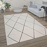 Paco Home Teppich Wohnzimmer Skandi Rauten Muster Modern Weiß Verschiedene Designs Größen, Grösse:120x170 cm, Farbe:Weiß 2