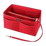 Ropch Taschenorganizer für Handtaschen, Filz Handtasche Organizer Taschen Organisator Kosmetikorganizer mit Reißverschluss-Tasche für Frauen, Rot - M