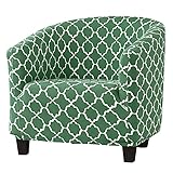 DSHUB Stretch Bedruckter Clubsesselbezug, Weiche Sesselbezüge Rutschfester Clubsesselbezug Spandex Wannensesselbezug Elastischer Boden Für Wohnzimmer-Grün A-Clubsessel