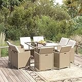 Festnight Rattan Gartenmöbel Set 8 Personen Sitzgruppe Garten Essgruppe Gartentisch mit 8 Stühlen Set Polyrattan Gartengarnitur Sitzgarnitur Esstisch Terrassenmöbel Rattanmöbel