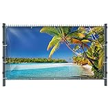 Warenfux24 Palmen (3228) - Gartensichtschutz, Motivbanner, Sichtschutz Garten, Gartendeko, 251 x 123 cm, PVC (blickdicht)