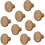 Gedotec Möbelknopf Holz Schubladen-Knopf Eiche für Schranktüren & Möbel - FRANK | Schrankknopf Küche mit Ø 32 mm | Türknopf natur lackiert | 10 Stück - Möbel-Knauf rund mit M4 Möbelgriff-Schrauben
