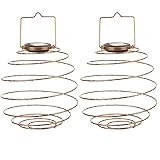 2 x Solar-Laterne SPIRALE zum hängen LED-Spiralleuchte Stimmungsleuchte IP44 Deko-Leuchte-Lampe Dekoration für Hauseingang Balkon Terrasse (LA9 19189M02-Messing)