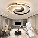 LED Deckenlampe,Moderne Deckenleuchte Dimmbar mit Fernbedienung Wohnzimmer, Schwarz-Weiß Schlafzimmerlampe, Rund, Wohnzimmerlampe mit Memory Funktion, für Wohnzimmer,Schlafzimmer, Büro