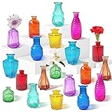 20-teiliges Glasvasen-Set, farbige Blumenvasen in Großpackung, kleine Vasen für Tafelaufsätze, Mini-Vintage-Vase für Hochzeit, Tischdekorationen zu Hause