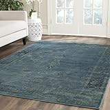 Safavieh Vintage Inspirierter Teppich, VTG117, Gewebter Weiche Viskose-Faser, Türkis Blau / Mehrfarbig, 200 x 300 cm