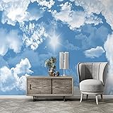 MAZF Individuelle 3D-Fototapete, moderner blauer Himmel und weiße Wolken, Landschaft Wandbild Wandtuch Wohnzimmer Thema Hotel Wandverkleidung Dekor 300 cm (B) x 250 cm (H)