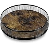 EWEMOSI Drehteller 360° Drehbarer Kühlschrank Gewürzregal Organizer Gewürzhalter Küchenregal Holz Arbeitsplatte Metallstütze Badzimmer Aufbewahrung Drehtell Gewürzständer Organizer Vanity Tray