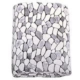 Tischdeckenshop24 Überwurf STONE grau weiß, Microfaser-Fleecedecke, 150x200 cm groß, flauschig weiches Plaid für Sofa