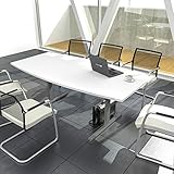 Weber Büroleben GmbH Easy Konferenztisch Bootsform 180x100 cm Weiß Besprechungstisch Tisch, Gestellfarbe:Silber