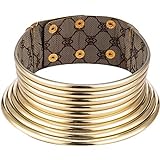 meekoo Afrikanische Halsband Punk Halskette Gotisch Afrikanischen Halsband Klobige Afrikanische Halskette Gold Ton Halsketten für Damen Männer Weihnachten Geburtstag Geschenk