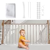 Kinder Sicherheitsnetz, Baby Balkon Geländer Treppenhaus Sicherheitsnetz, 300Lx90H cm Erhöhtes Langlebiger Treppen Schutznetz Treppengeländer Zaun Mesh-Schutznetz für Kinder Haustiere, Weiß