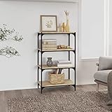 lvssiao Regal, Sperrholz und Stahl, Sonoma Eiche, 60 x 33 x 100 cm, Bücherregal für Küche Schlafzimmer Wohnzimmer Arbeitszimmer
