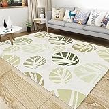 DJHWWD Teppich Vorleger Teppich rutschfest Teppich Dekoration Grün Cartoon-Blatt Muster Teppich-Restaurant 50X80Cm Büroteppich Grün