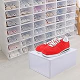 20/24 Stück Schuhkartons Stapelbare Schuhaufbewahrungsbox Faltbarer Schuhkarton aus Kunststoff Transparenter Schuhorganisator mit Deckel Schuhregale für Damen und Herren 33 x 23 x 14 cm (24 Stück)